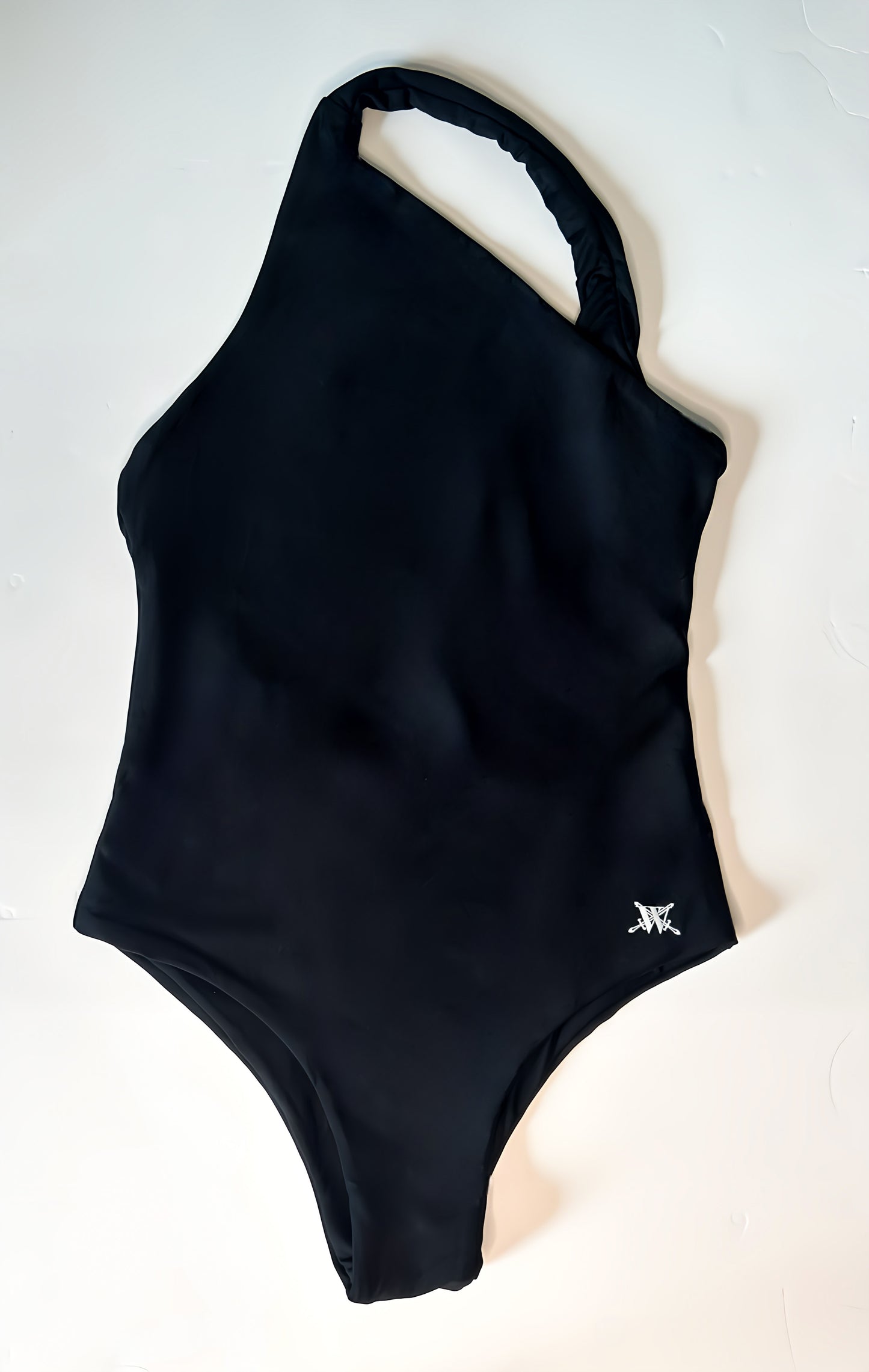 A black one-piece swimsuit 